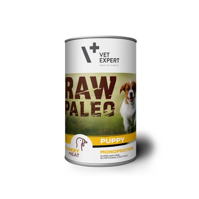 Hrana umeda pentru caini, RAW PALEO Puppy, conserva monoproteica, carne de curcan, 400 g