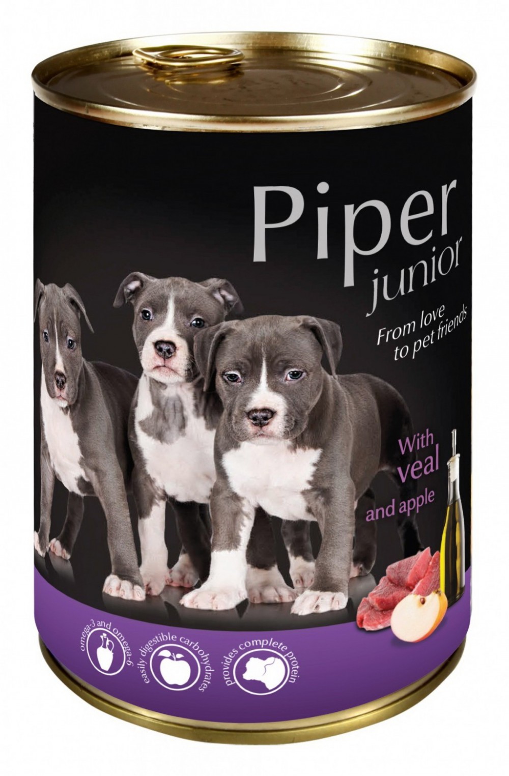 Hrana umeda Piper Junior, Vitel si Mere, 400 g