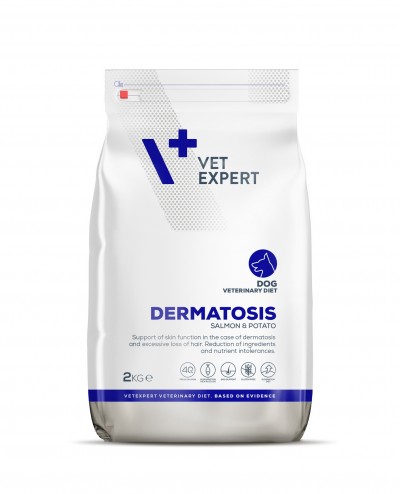 4T Dieta Veterinara DERMATOSIS DOG, VetExpert, cu carne de somon si cartofi, 2 Kg