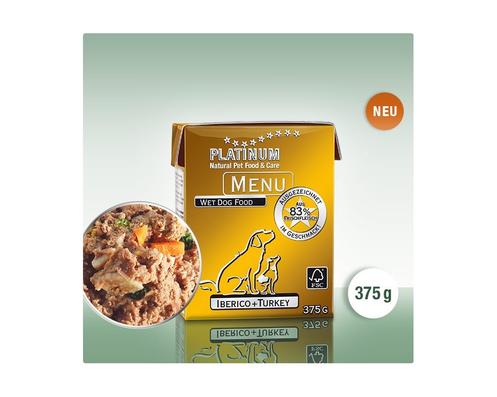 Hrana umeda pentru caini Platinum Menu Iberico & Turkey