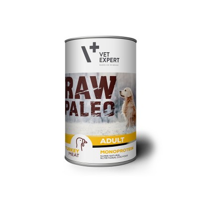 Hrana umeda pentru caini, RAW PALEO, adult, carne de curcan, conserva monoproteica, 400 g