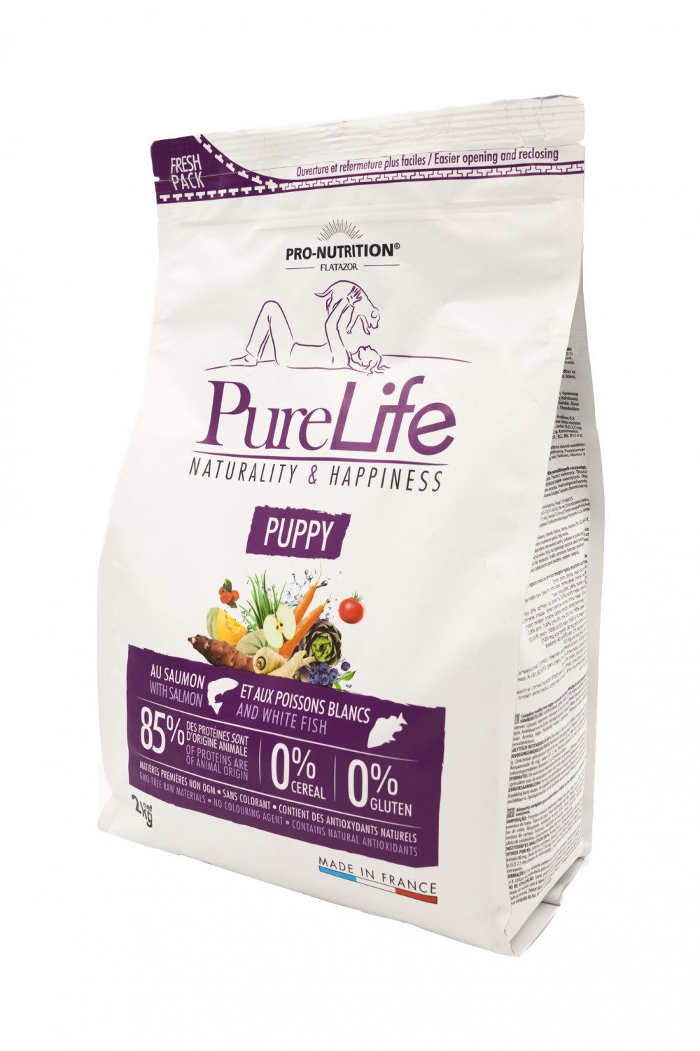 Hrana uscata pentru caini Flatazor Pure Life Puppy cu somon si peste alb