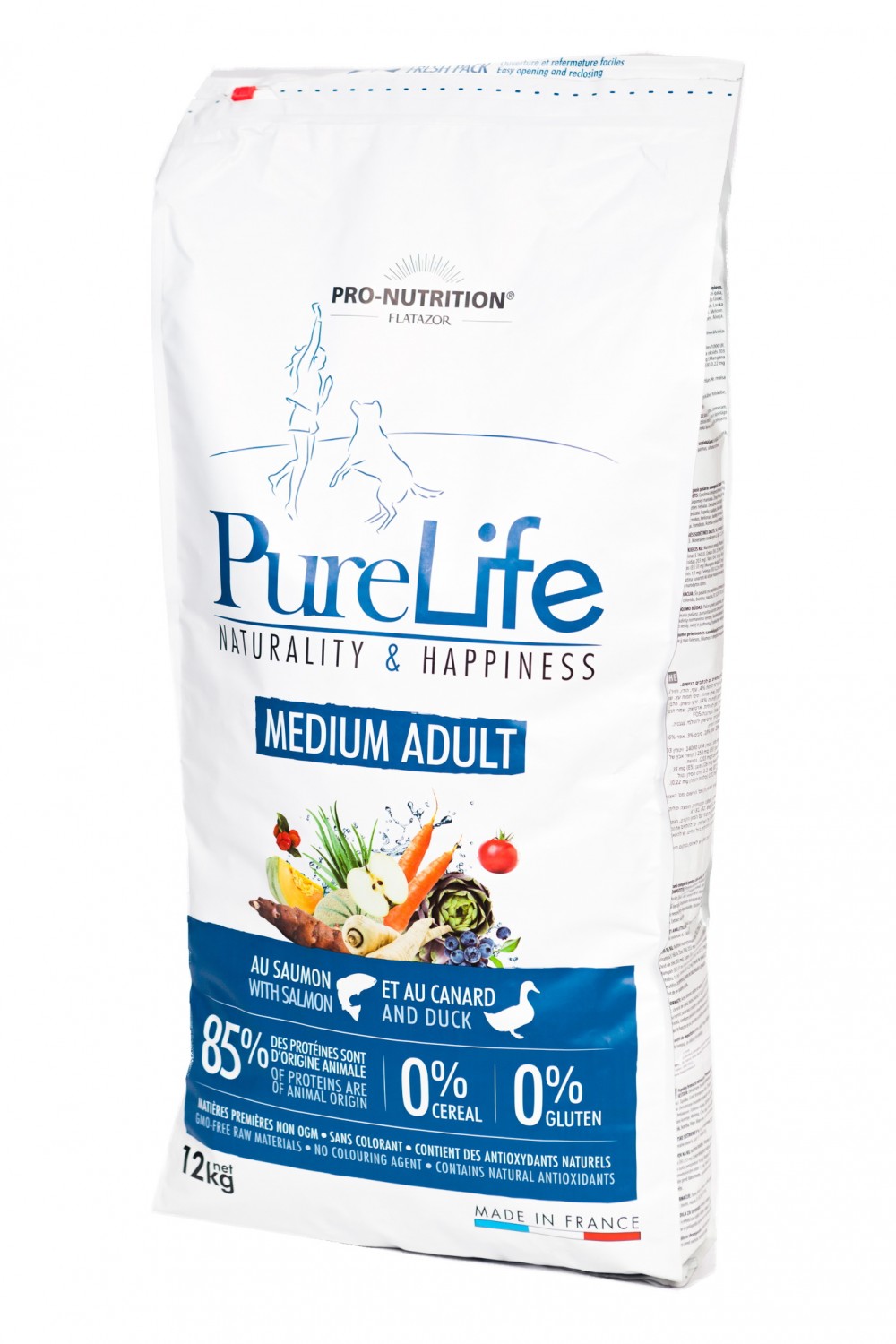 Hrana uscata pentru caini Flatazor Pure Life Medium Adult cu somon si carne de rata