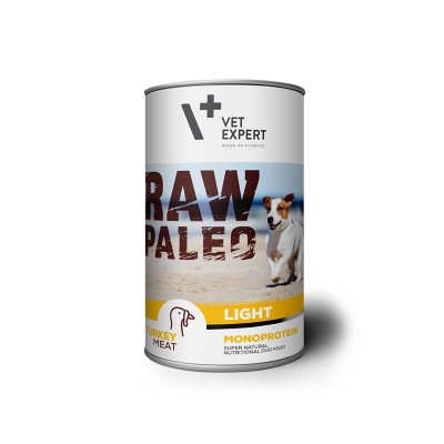 Hrana umeda pentru caini, RAW PALEO Light, conserva monoproteica, curcan, 400 g