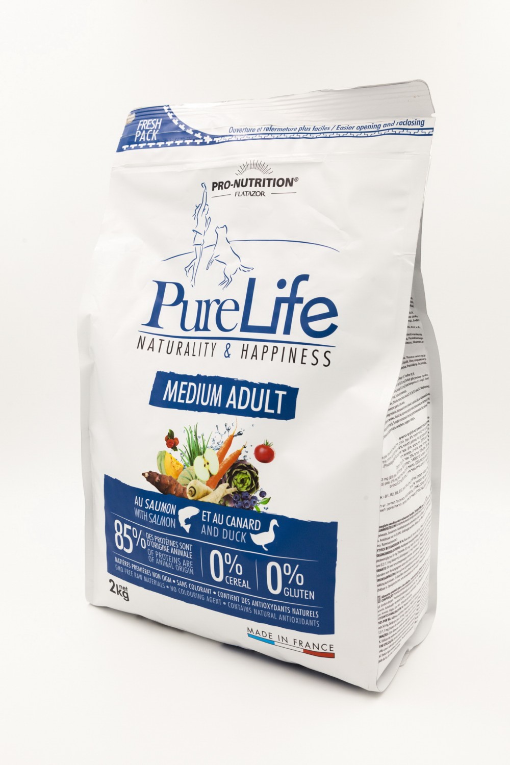 Hrana uscata pentru caini Flatazor Pure Life Medium Adult cu somon si carne de rata