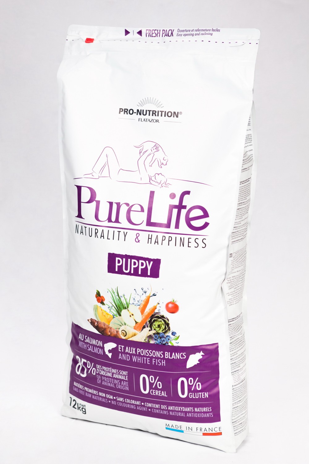 Hrana uscata pentru caini Flatazor Pure Life Puppy cu somon si peste alb