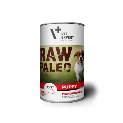 Hrana umeda pentru caini RAW PALEO Puppy, conserva monoproteica, carne de vita, 400 g