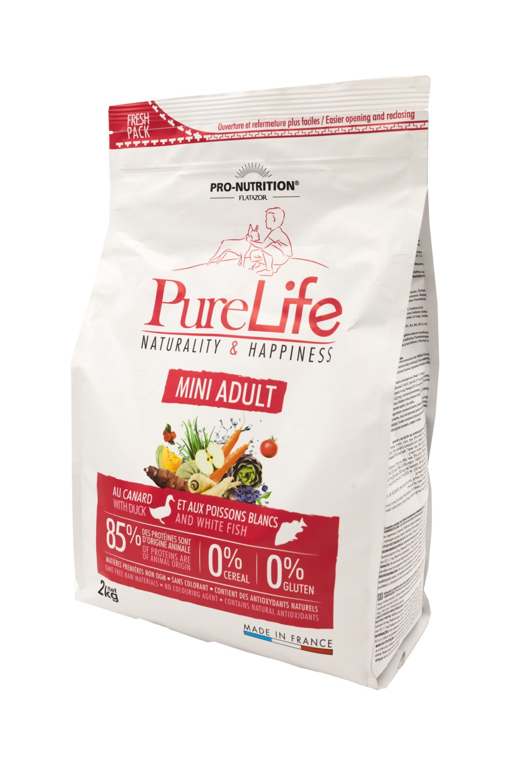 Hrana uscata pentru caini Flatazor Pure Life Mini Adult cu carne de rata si peste alb
