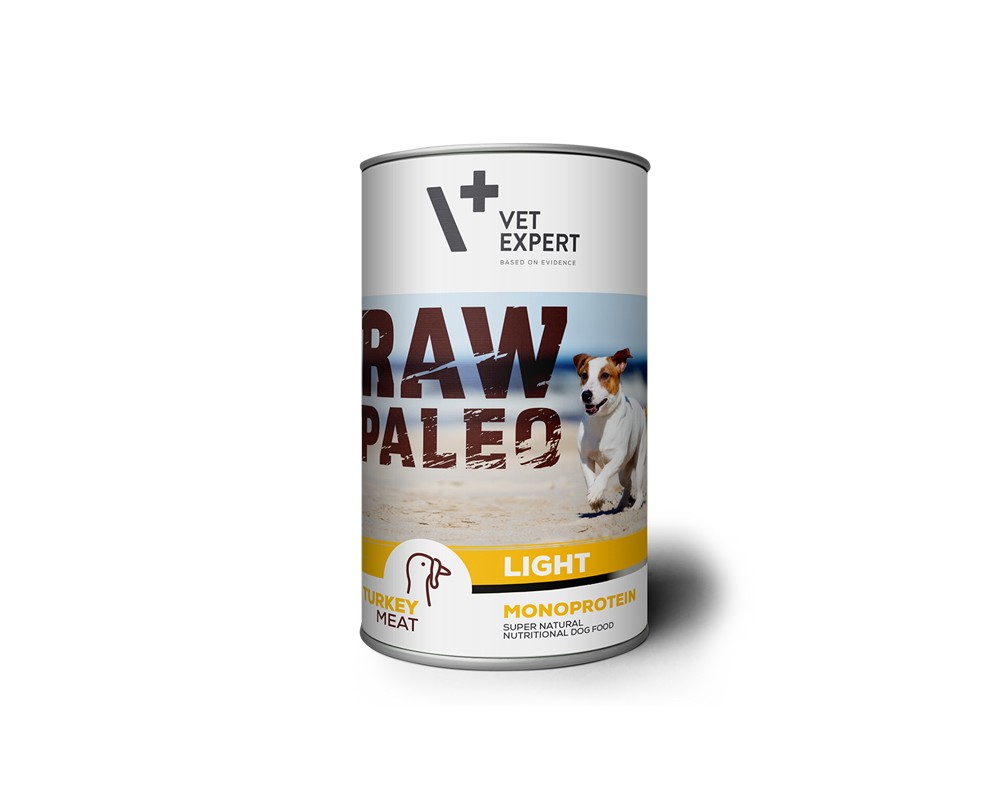 Hrana umeda pentru caini, RAW PALEO Light, conserva monoproteica, curcan, 400 g