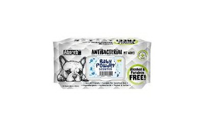 Servetele umede Absorb Plus Antibacterial, BABY POWDER, 80 buc