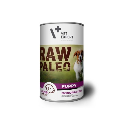 Hrana umeda pentru caini, RAW PALEO Puppy, conserva monoproteica, carne de miel 400 g