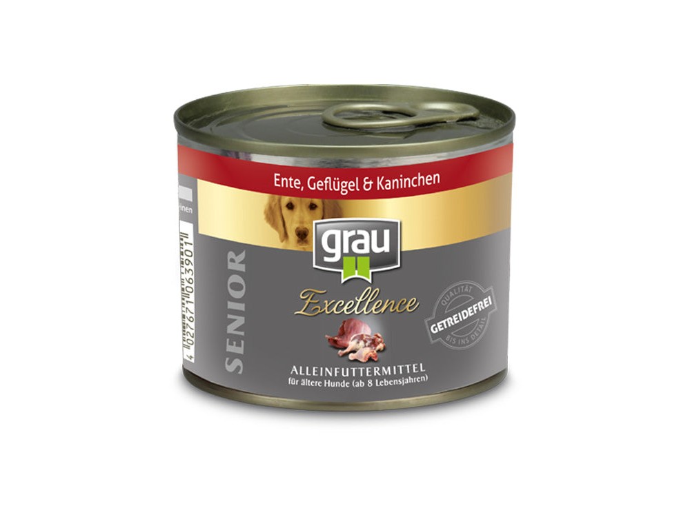 Grau Excellence Conserva Senior cu rata, pui si iepure