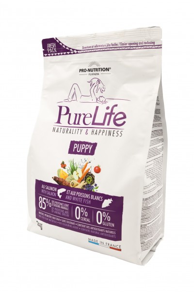 Hrana uscata pentru caini Flatazor Pure Life Puppy cu somon si peste alb