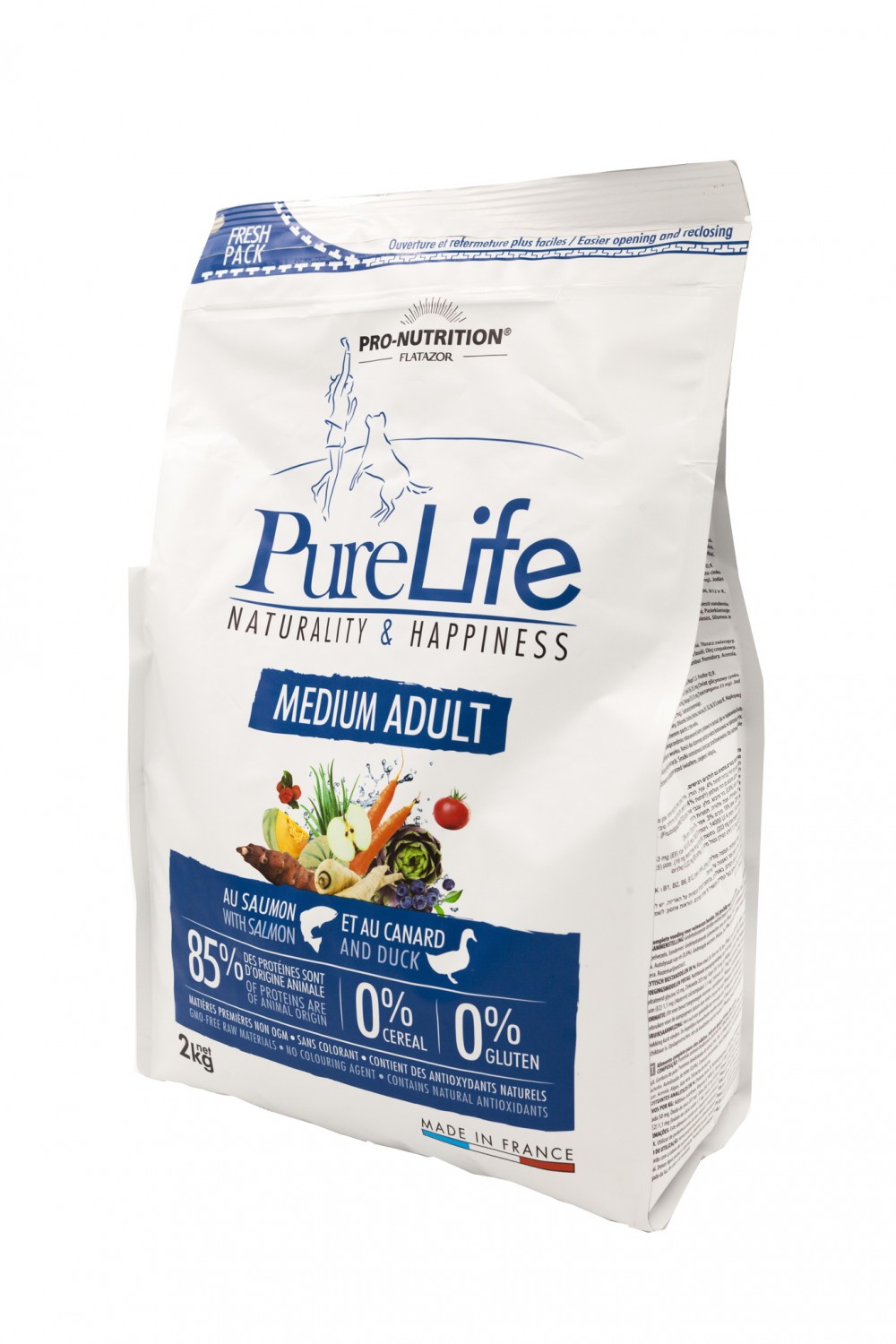 Hrana uscata pentru caini Flatazor Pure Life Medium Adult cu somon si carne de rata