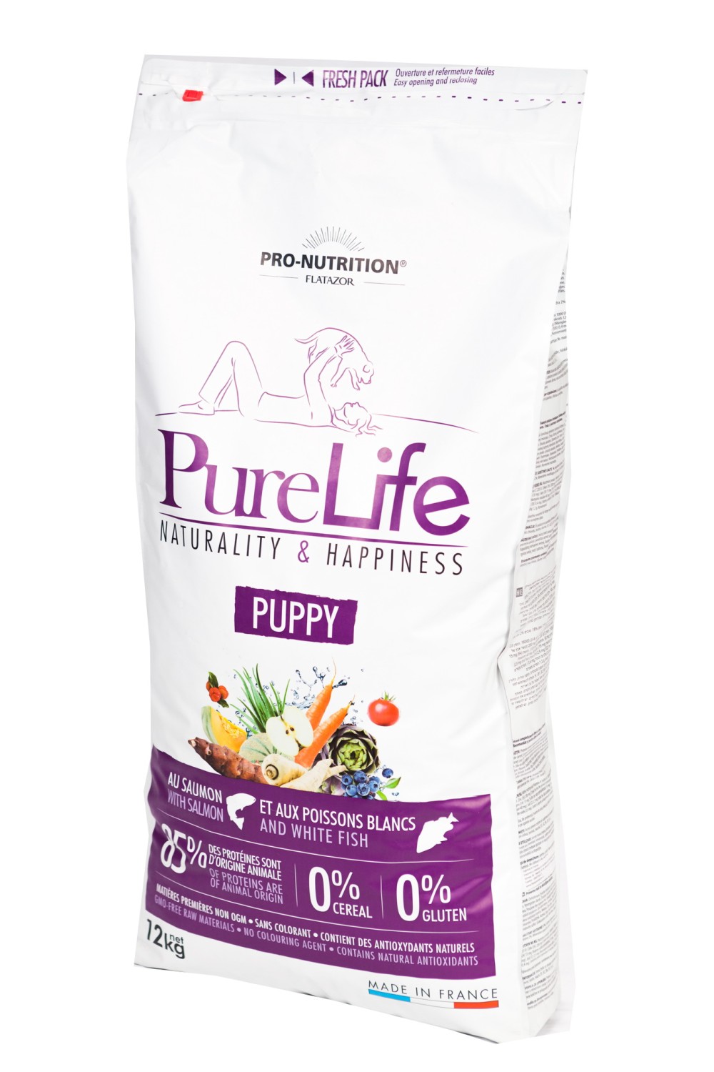 Hrana uscata pentru caini Flatazor Pure Life Puppy cu somon si peste alb