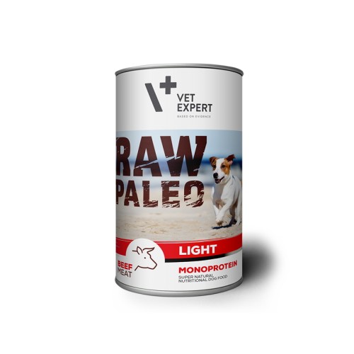 Hrana umeda pentru caini, RAW PALEO Light, vita,conserva monoproteica,  400 g