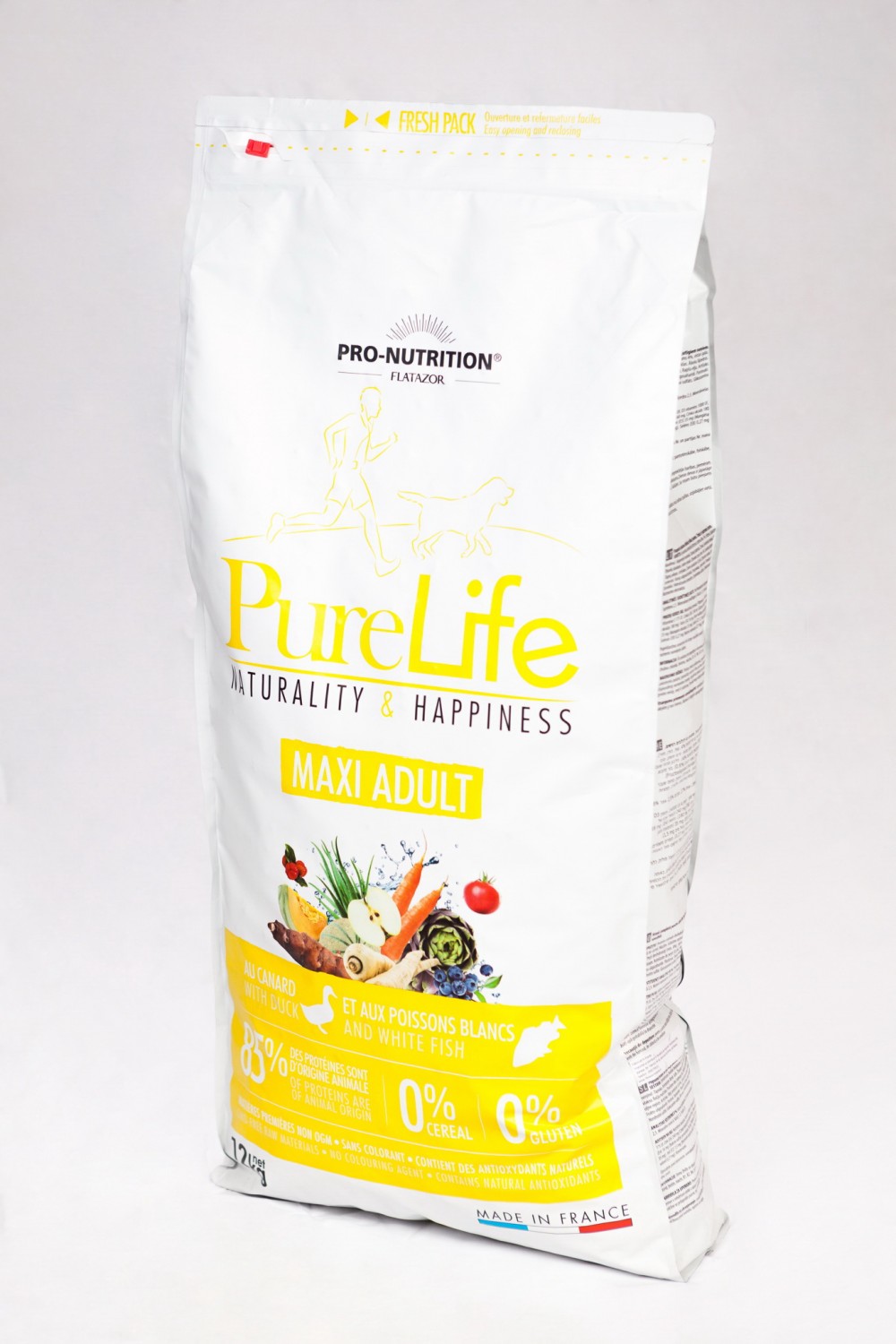 Hrana uscata pentru caini Flatazor Pure Life Maxi Adult cu rata si peste alb